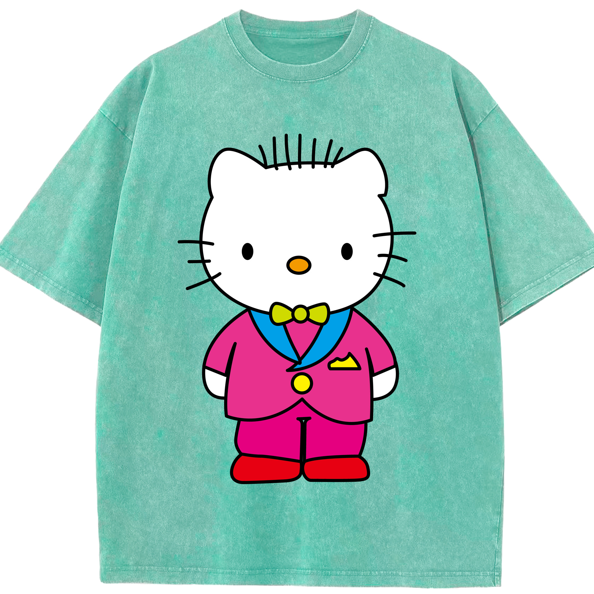 （画像用） Hello Kitty ハローキティ 綿100% ヴィンテージ風 半袖Tシャツ（フロントプリント）